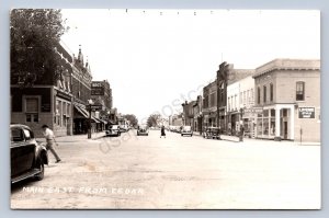 J90/ Luverne Minnesota RPPC Postcard c1940s Main Street Stores  364