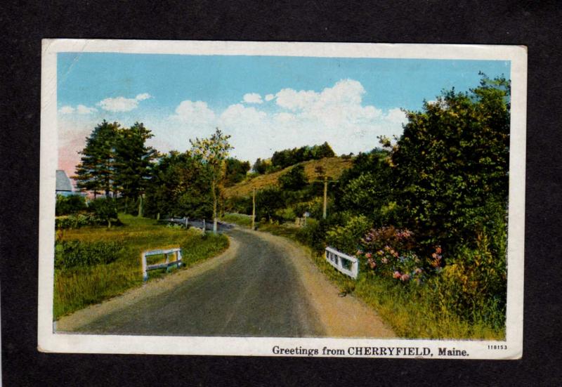 ME Greetings From Cherryfield Maine Vintage Postcard 1929