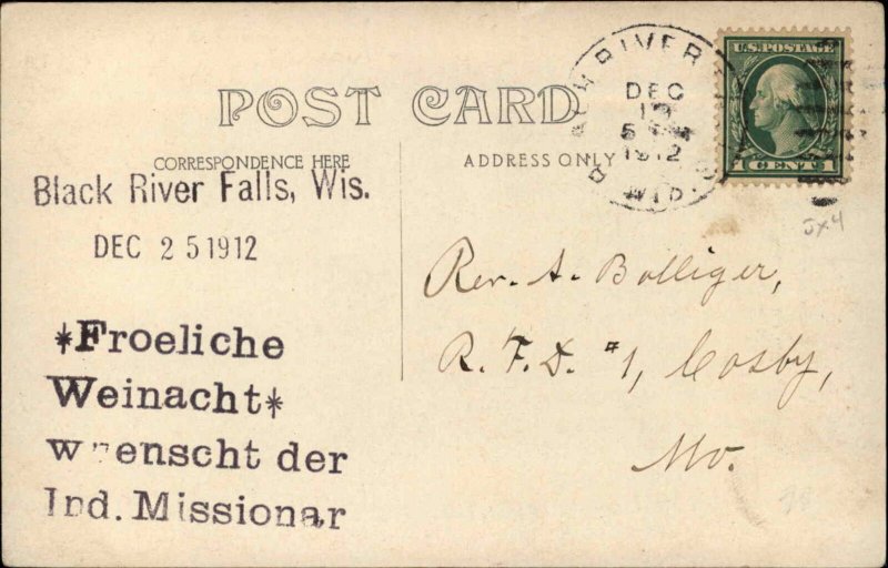 Black River Falls WI Native Indian Alter Indianer Walking Hail c1910 RPPC