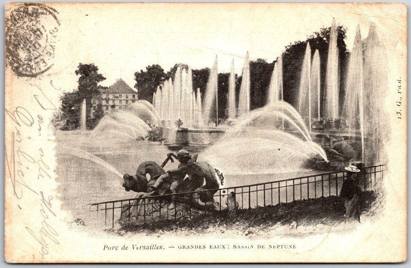 Parc De Versailles - Grandes Eaux Bassin De Neptune France Fountain Postcard