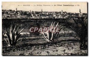 Old Postcard Morocco Meknes Medina Panorama seen I Hotel Transatlantic