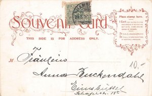 L035 US Greeting from Chicago 1900 litho vintage postcard