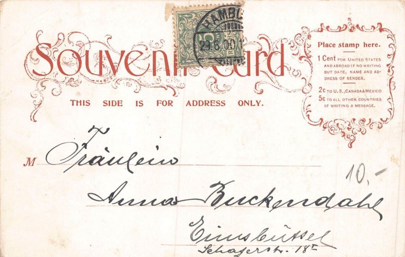 L035 US Greeting from Chicago 1900 litho vintage postcard