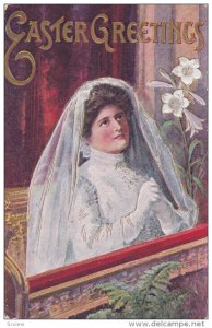 EASTER; Easter Greetings, Woman Praying, 1900-1910's