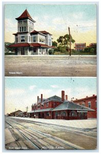 1910 Frisco Depot Rock Island Depot Exterior Building Wichita Kansas KS Postcard