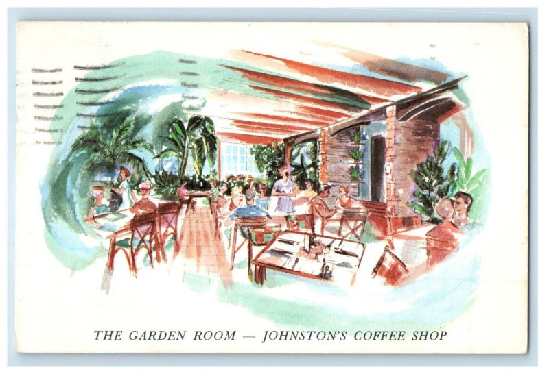 1966 The Garden Room Johnston's Coffee Shop Daytona Beach FL Postcard 