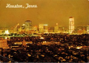 Texas Houston View Of Skyline At Evening Time 1972