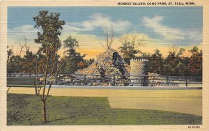 St. Paul Minnesota 1940s Postcard Monkey Island Como Park Zoo 