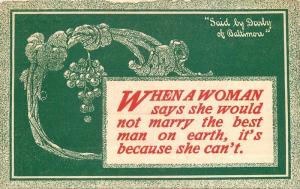 Arts & Crafts 1911 Woman saying humor postcard 3447