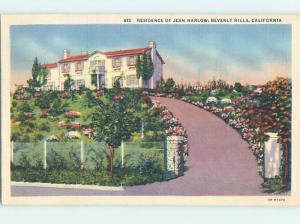 Linen Actor JEAN HARLOW HOME Beverly Hills - Los Angeles California CA hJ5308