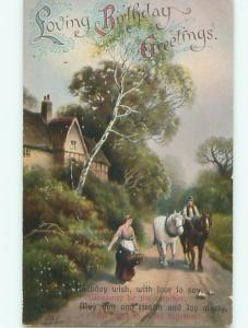 Divided-Back HORSE SCENE Great Postcard AA9448