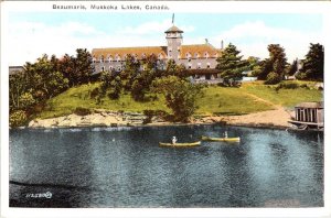 Beaumaris, Ontario Canada  BEAUMARIS HOTEL~LAKE MUSKOKA  Canoes 1921 Postcard