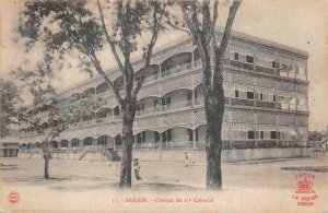 SAIGON CASERNE DU 11 COLONIAL VIETNAM POSTCARD (c. 1910)