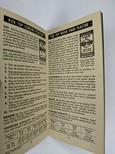 1938 US Red Top Cement Plaster Time Book Plasterer Advertising Notepad Gypsum 1L 