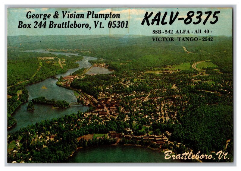 Postcard VT Brattleboro Vermont Continental Aerial View Card 