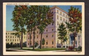 ME View AUGUSTA House Hotel in MAINE Postcard Linen PC