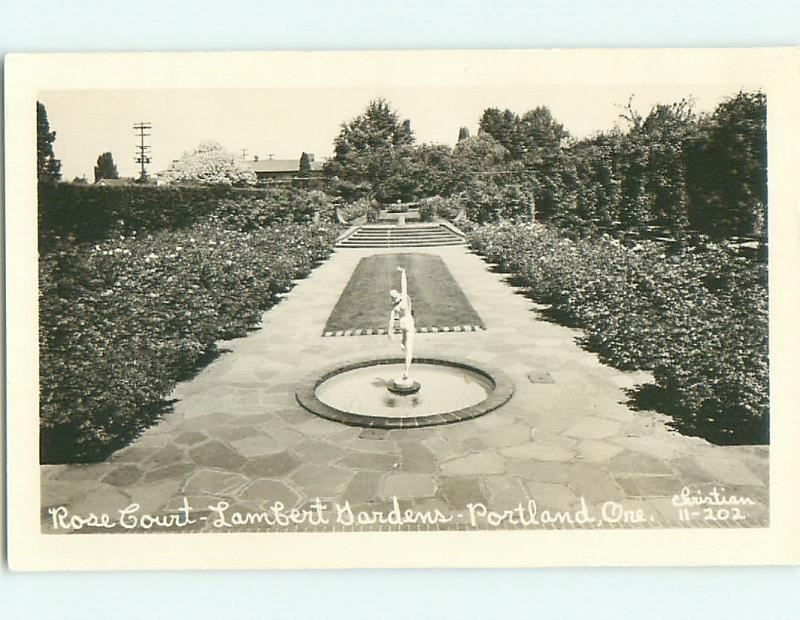 Old rppc ROSE FLOWER COURT AT LAMBERT GARDENS Portland Oregon OR v5134