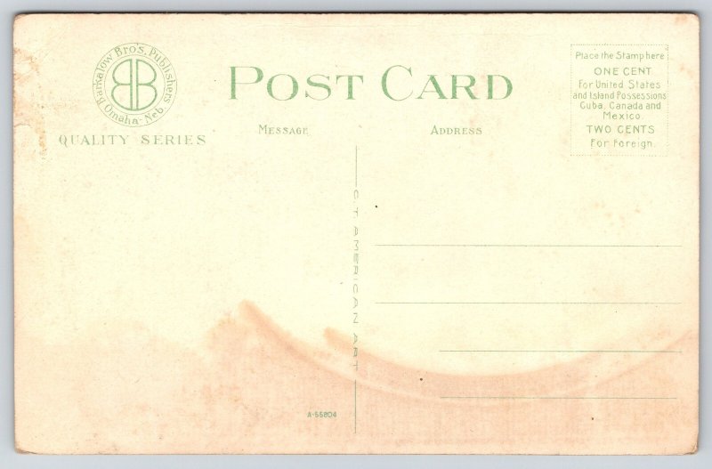 Omaha Nebraska~Hanscom Park~Winter Scene~Frozen Waterway~Sunset~1920s Postcard