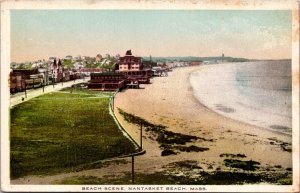 View Overlooking Beach, Sea Shore Nantasket Beach MA Vintage Postcard T46