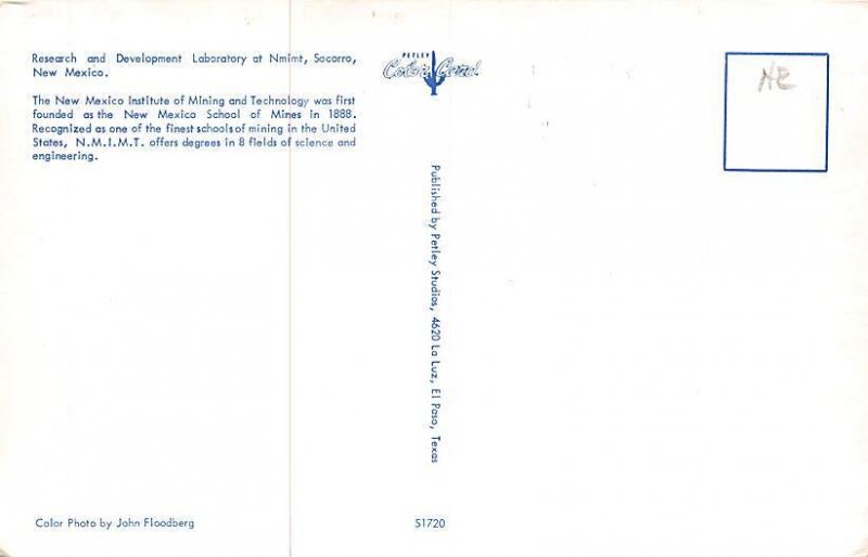 Research and Development Laboratory at Nmimt Socorro, New Mexico NM Postcards