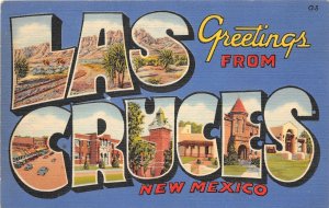 H56/ Las Cruces New Mexico Linen Large Letter Greetings from Postcard