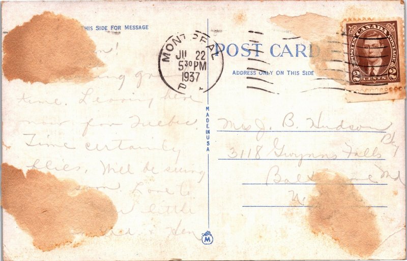 VINTAGE POSTCARD PILGRIMAGE DAY CROWDS AT SAINT JOSEPH'S ORATORY MONTREAL 1937