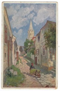 Postcard Austria 1915 Els View of the Town Church Painting Architecture