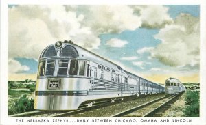 Postcard 1940s Steamliner Railroad Burlington  Tracks 22-12047