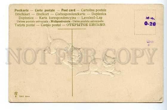 3031873 Playing Silver KITTENS. Vintage Embossed PC
