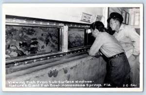 Homosassa Springs FL Postcard RPPC Photo Viewing Fish From Sub Surface Windows