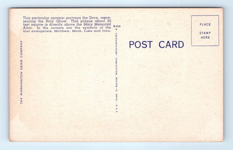 Ceiling Crypt National Shrine Immaculate Conception Washington DC Linen Postcard