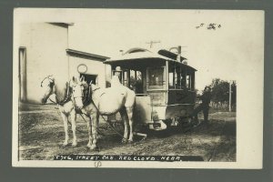 Red Cloud NEBRASKA RP c1910 TROLLEY Street Car HORSE-DRAWN Driver ZERCHER