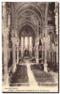 Lyon Old Postcard Interior of the basilica of Our Lady of Fourviere View of &...