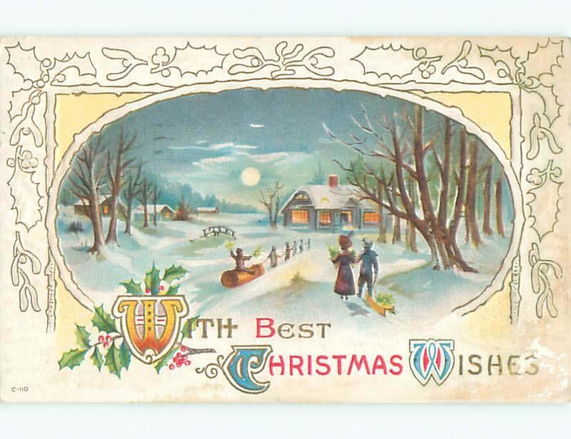 Divided-Back CHRISTMAS SCENE Great Postcard W9105