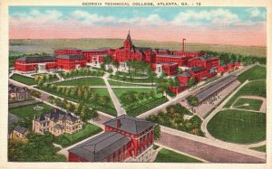 Vintage Postcard 1920's Technical College Building Atlanta Georgia GA Structure