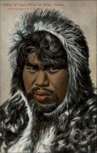 Native Eskimo or Inuit of Cape Prince Wales AK Fur Coat c1910 Postcard