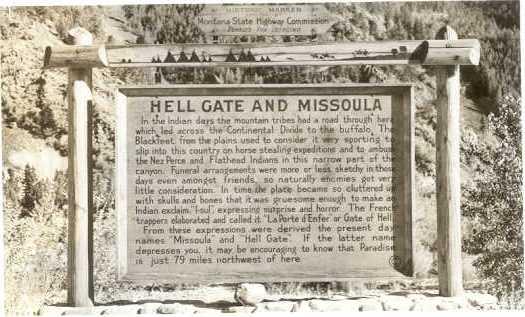 RPPC Hell Gate and Missoula, Montana State Highway Commission Highway Marker