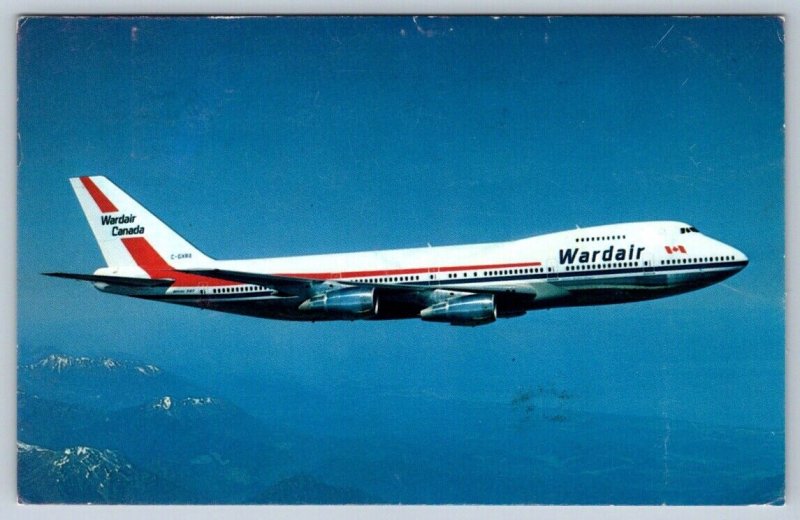 Wardair Canada, Boeing 747, Vintage 1975 Chrome Postcard