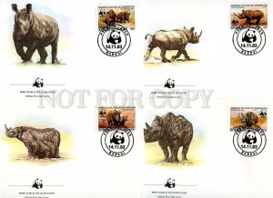 239844 Central Africa Republic WWF rhinoceroses 1983 year set of 4 FDC