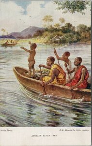 People Child in Boat 'African River Life' A.B. Shaw Series Three Postcard G88