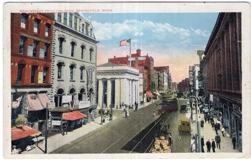 Springfield, Mass, Main Street From The Arch