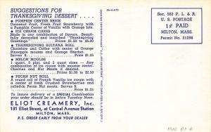 Milton MA Eliot Creamery Hendrie's Ice Cream Curt Teich Linen Postcard