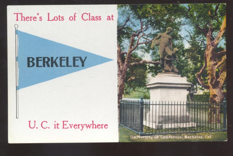 UNIVERSITY OF CALIFORNIA BERKELEY CALIF. BLUE PENNANT VINTAGE POSTCARD