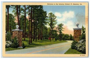 c1940s Entrance To The Infantry School Fort Benning Georgia GA Unposted Postcard
