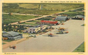 Postcard Utah Salt Lake City Municipal Airport Birdseye Desert Teich 23-5527