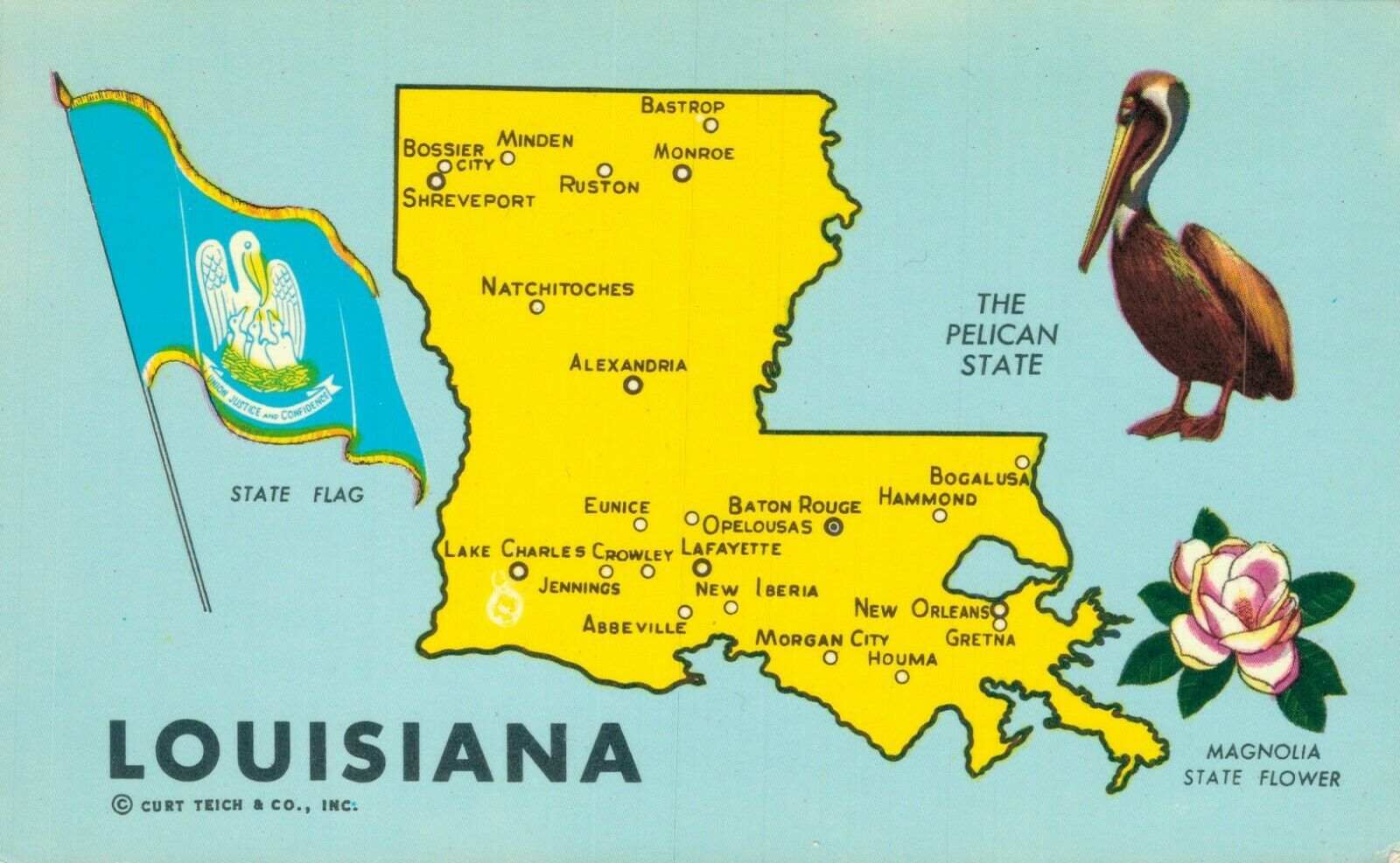 Louisiana The Bayou State With Map  United States - Louisiana - New  Orleans, Postcard / HipPostcard