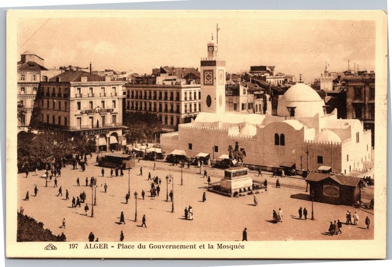 Postcard Algeria Alger Government Square and Mosque