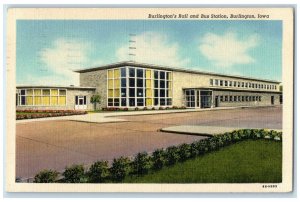 1951 Burlington's Rail And Bus Station Burlington Iowa IA Vintage Postcard
