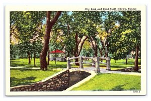 City Park & Band Shell Ottawa Kansas Postcard