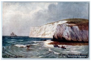 c1910 Cliffs & Tennyson's Beacon Isle of Wight Oilette Tuck Art Postcard